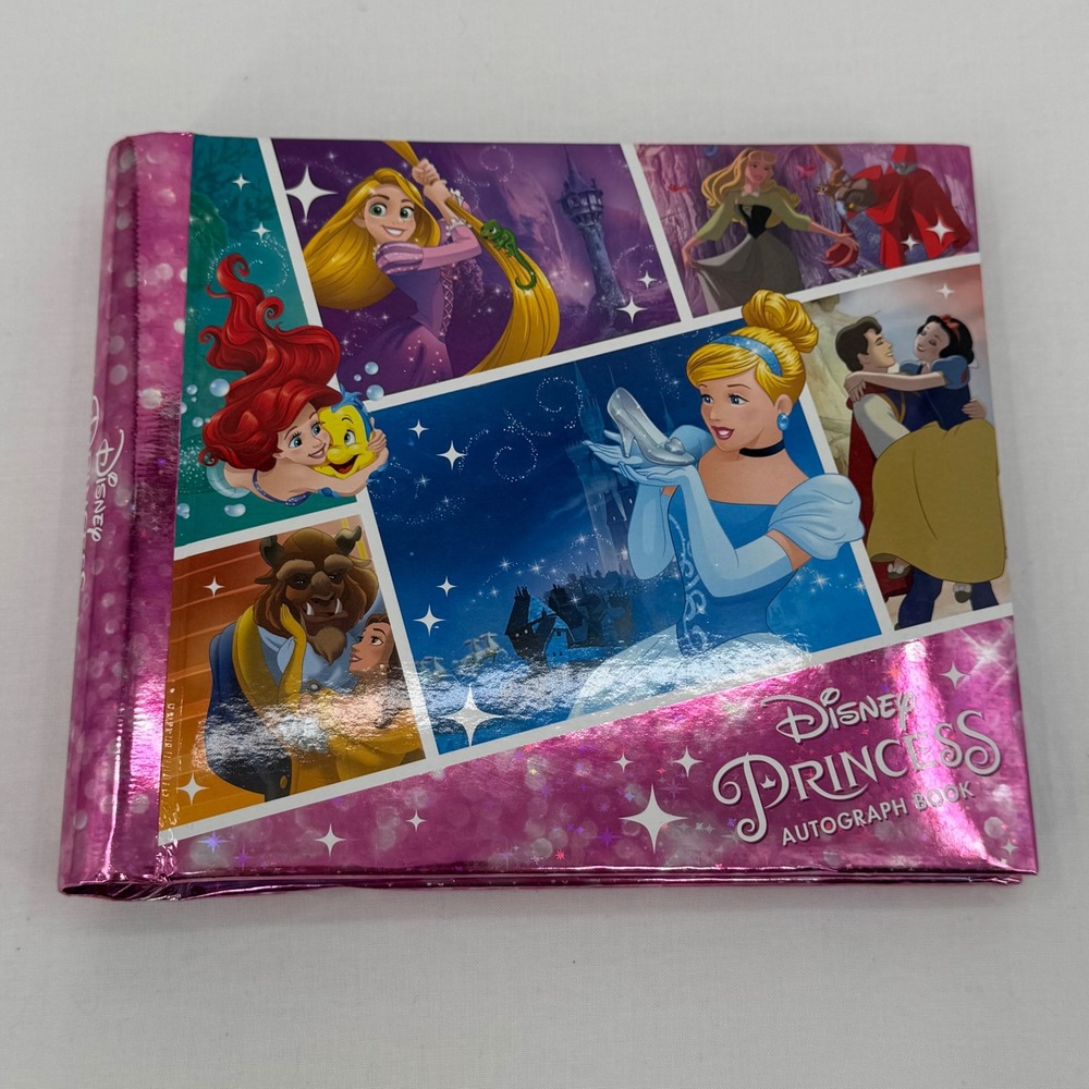 Official Disney Parks Princess Deluxe Autograph Book Keepsake Pink Holographic